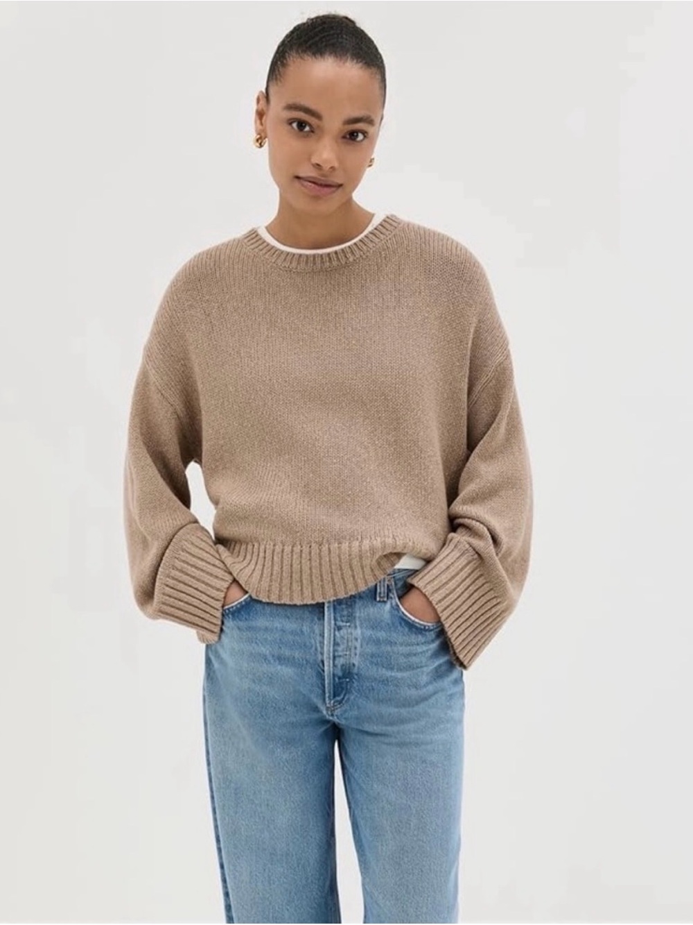 Jenni Kayne Relaxed Crewneck Sweater in Taupe